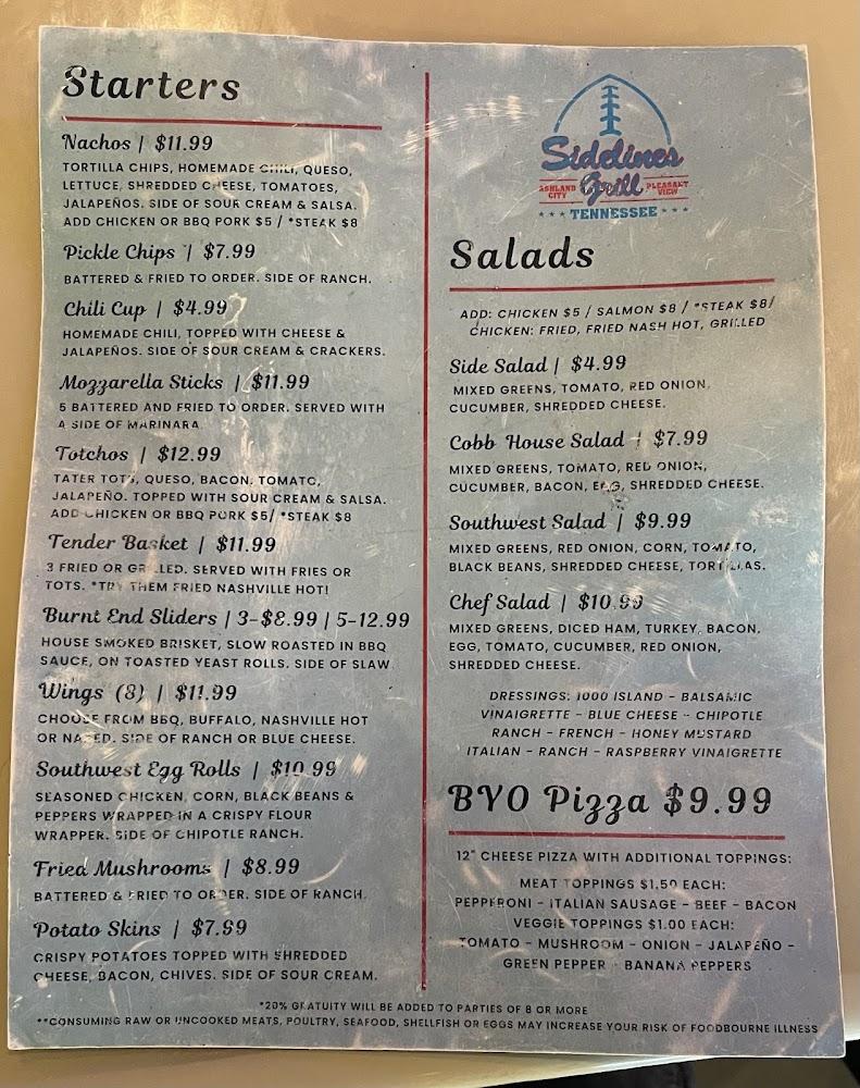 Sidelines Grill Ashland City Menu image 2